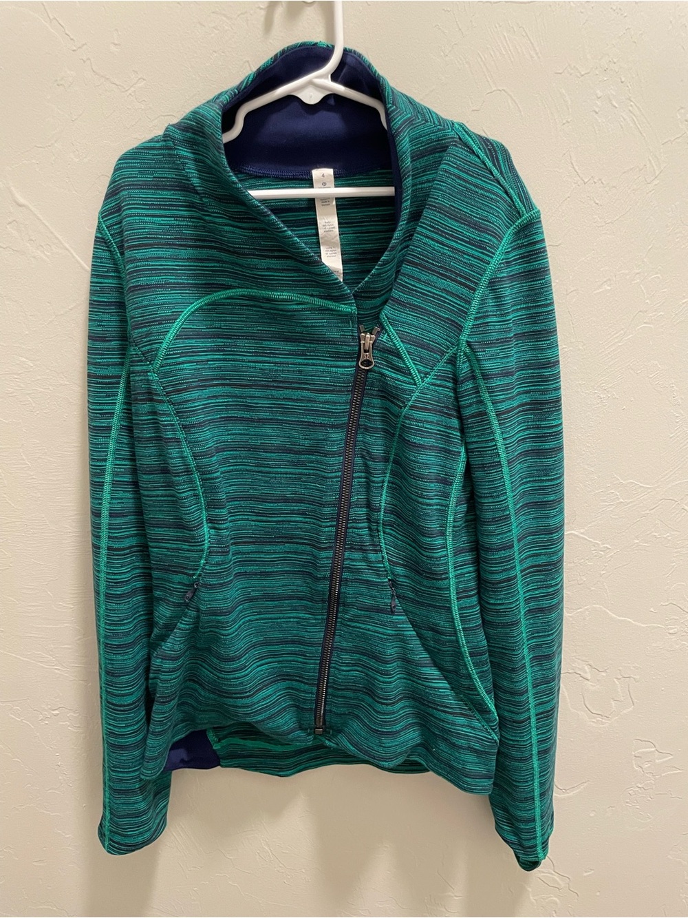 Lululemon Athletica Precision Jacket Cyber Jungle Blue Asymmetrical Zip